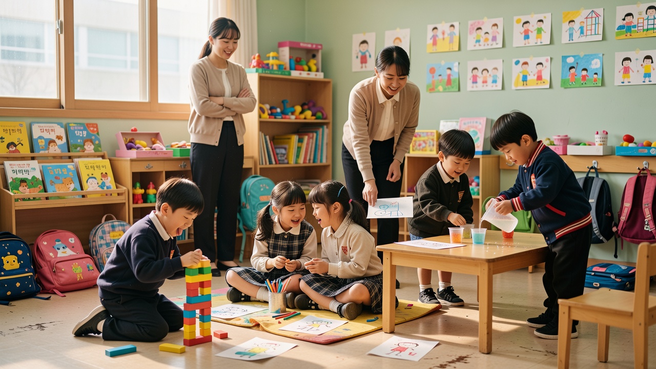 초등학교 돌봄교실에 참여하는 1–2학년 아이들