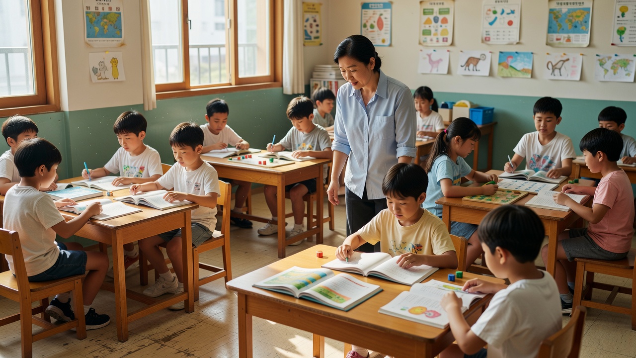 방학 중 운영되는 초등학교 돌봄교실에서 아이들이 활동하는 모습