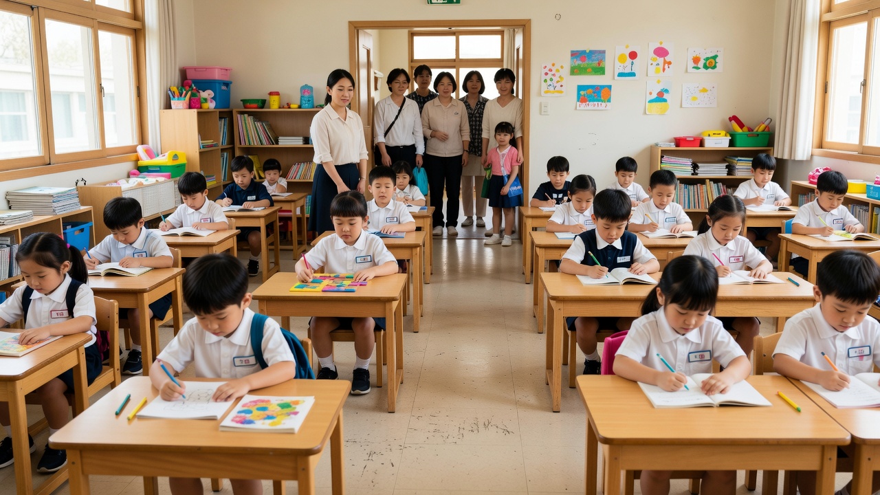 초등학교 돌봄교실에서 저학년 학생들이 안전하게 지내는 모습